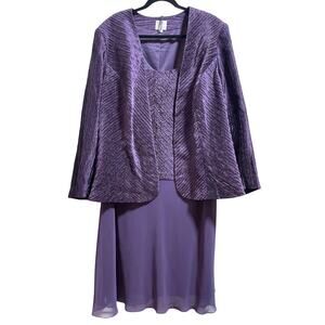 Patra Formal Purple Beaded Dress & Jacket Set Special Occasion Women's 22W